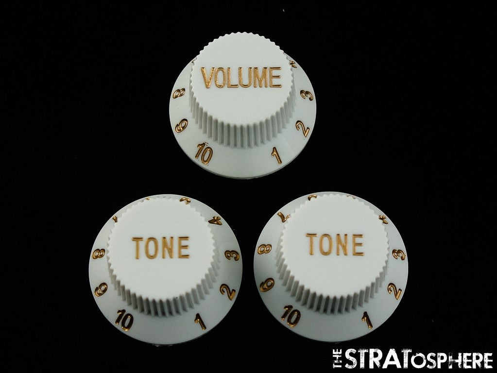 Fender Squier Sonic Series Strat Control, GUITAR KNOBS, White 1 Volume 2 Tone