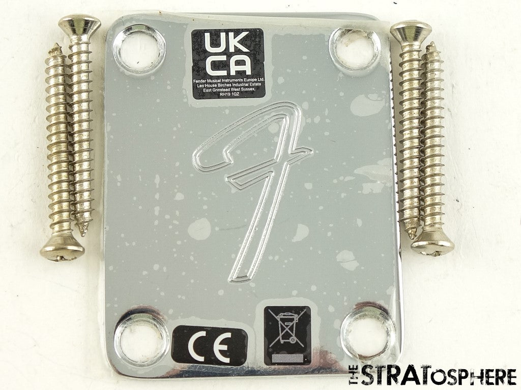 Fender Player II Mustang Series, Chrome ''F'' Logo, NECK PLATE & Bolts, Chrome.