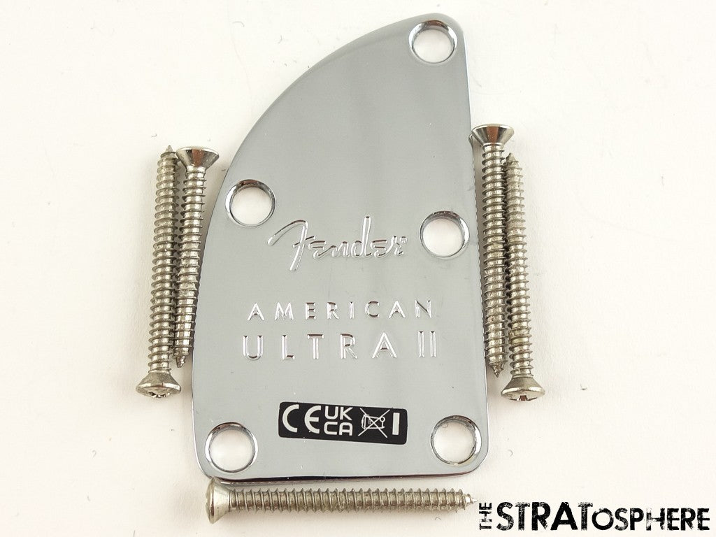 USA Fender Ultra II P Jazz Bass V 5 String Contour NECK PLATE Chrome