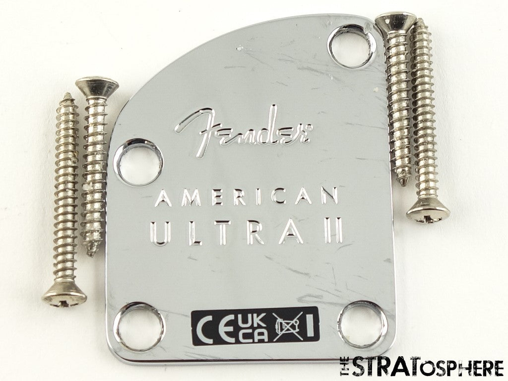 Fender American Ultra II Strat NECK PLATE, Stratocaster Chrome Contour, USA.