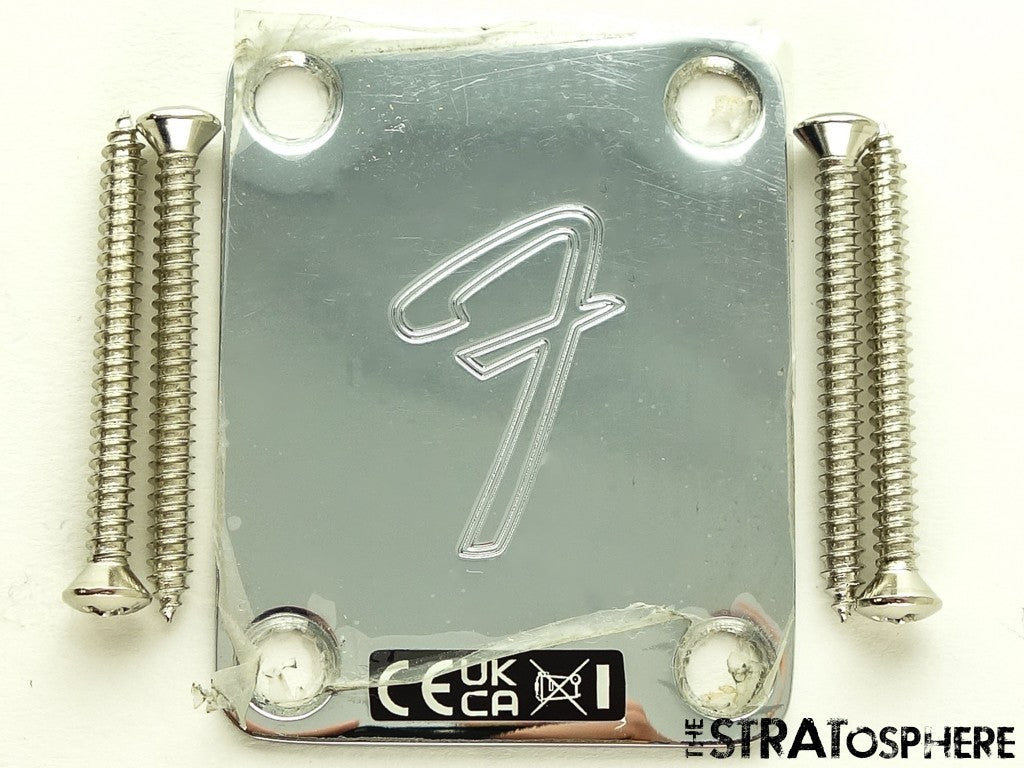 Fender Vintera III Mid 60s Tele ''F'' NECK PLATE, Chrome Telecaster Logo