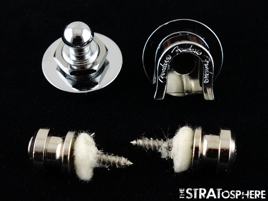 2 Fender Locking * STRAP LOCKS &KNOBS, Strat USA White Felt