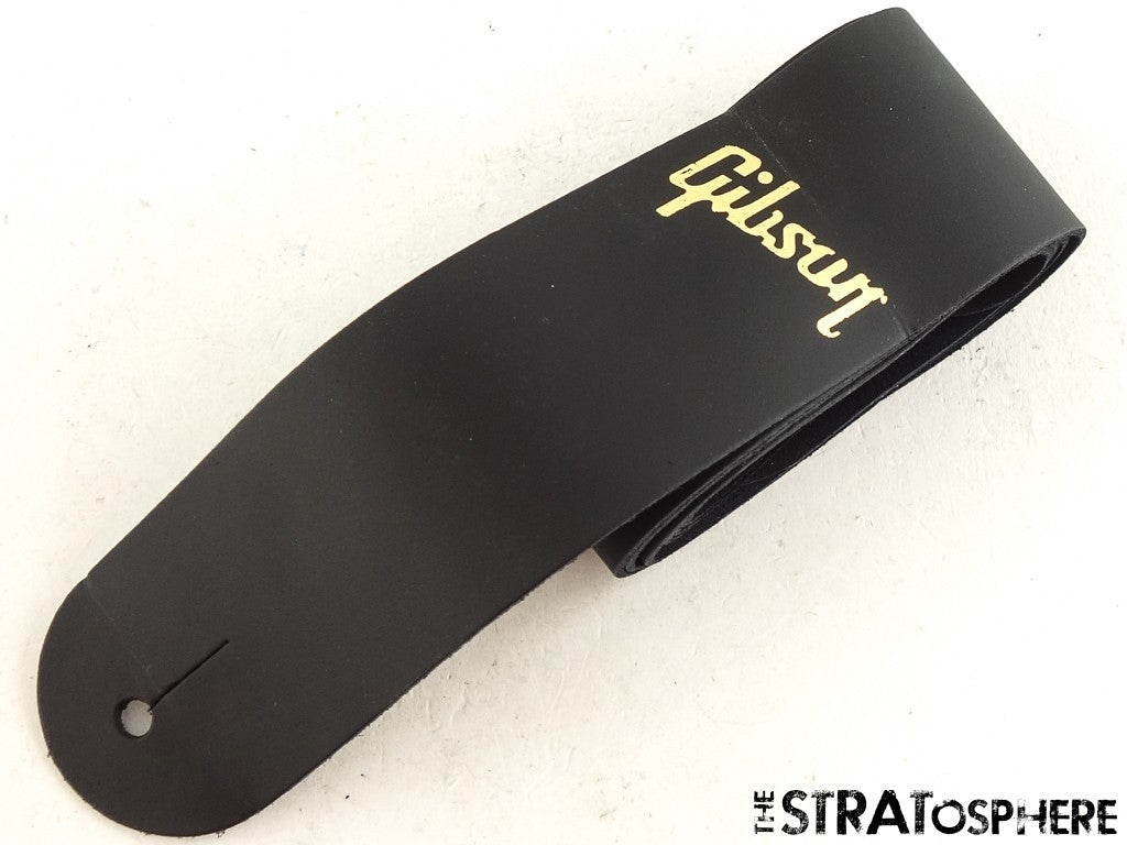 USED Gibson Black Leather GUITAR STRAP Les Paul Standard 50s Double Trouble