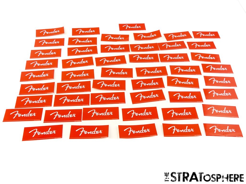 Lot of 50 Fender Logo Red STICKERS Electric Guitar Accessories
