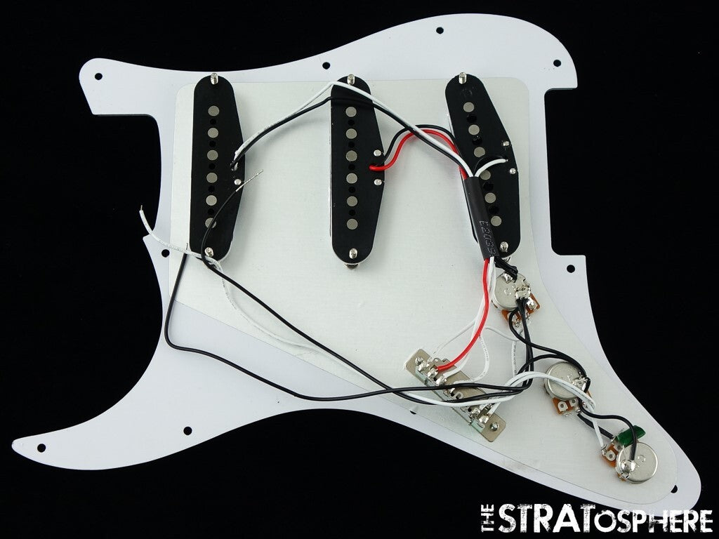 *NEW Alnico 5 LOADED PICKGUARD for Fender Strat Guitar Black Rose Print 11 Hole