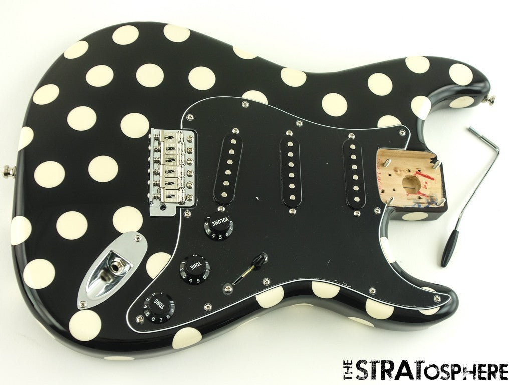 Fender BUDDY GUY Stratocaster Strat, LOADED BODY Guitar Black Polka Dot!