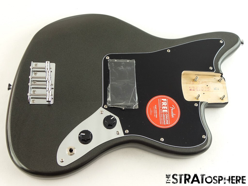 LOADED Fender Squier Affinity Jaguar BASS H BODY, Parts Charcoal Frost Metallic