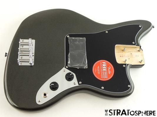 LOADED Fender Squier Affinity Jaguar BASS H BODY, Parts Charcoal Frost Metallic