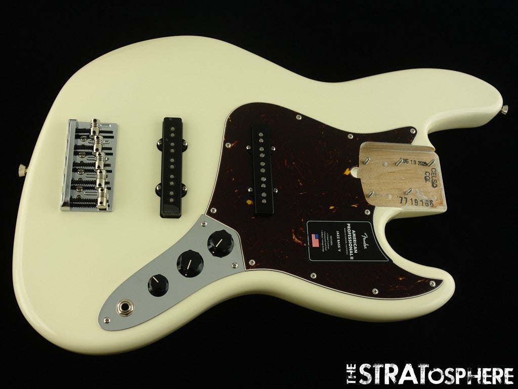Fender American Professional II Jazz V 5 String Bass LOADED BODY Olympic White