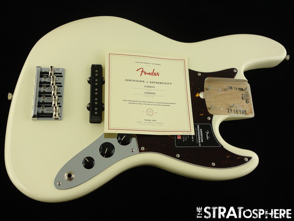 Fender American Professional II Jazz V 5 String Bass LOADED BODY Olympic White