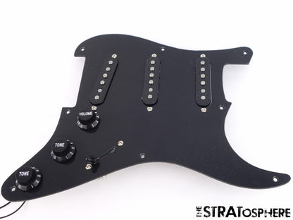 *NEW Alnico 5 LOADED PICKGUARD for Fender Strat Black 1 Ply 8 Hole, BEVELED