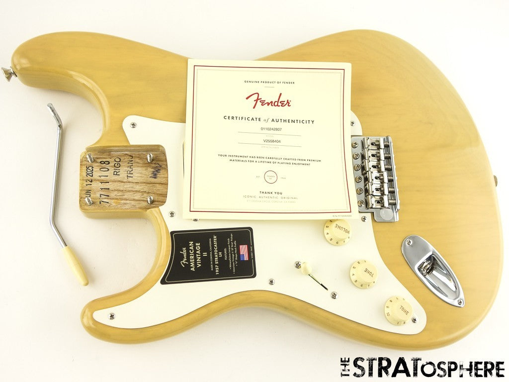LEFTY Fender AV II American Vintage 1957 Stratocast LOADED BODY Strat Ash Blonde