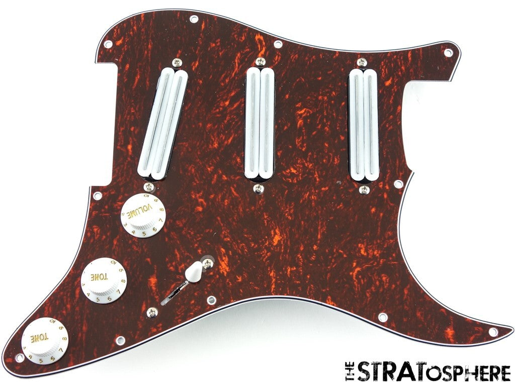 *NEW High Output Rails LOADED PICKGUARD for Fender Strat Red Tortoise 11 Hole