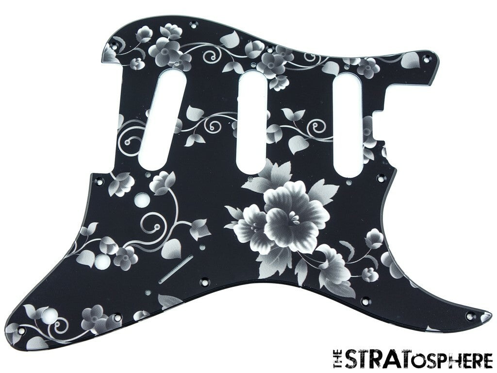 *NEW Black Rose Print Stratocaster PICKGUARD for Fender AMERICAN ELITE Strat