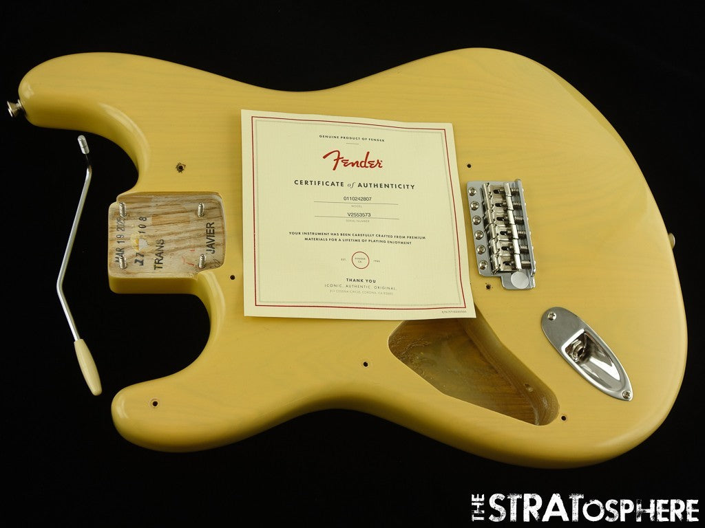 LEFTY Fender AV II American Vintage 1957 Strat BODY +HARDWARE Ash Vintage Blonde