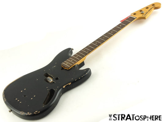 Fender JMJ Mustang Bass Series BODY & NECK Alder Road Worn Nitro Black