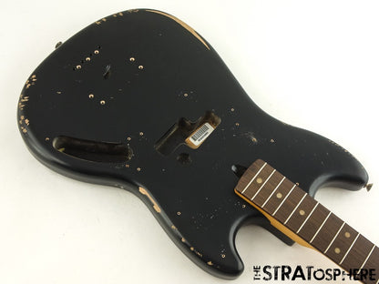 Fender JMJ Mustang Bass Series BODY & NECK Alder Road Worn Nitro Black