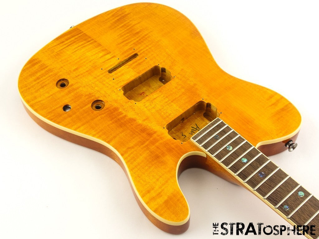 Fender Flame Maple Top Telecaster Tele BODY & NECK, FMT Set Neck, Amber