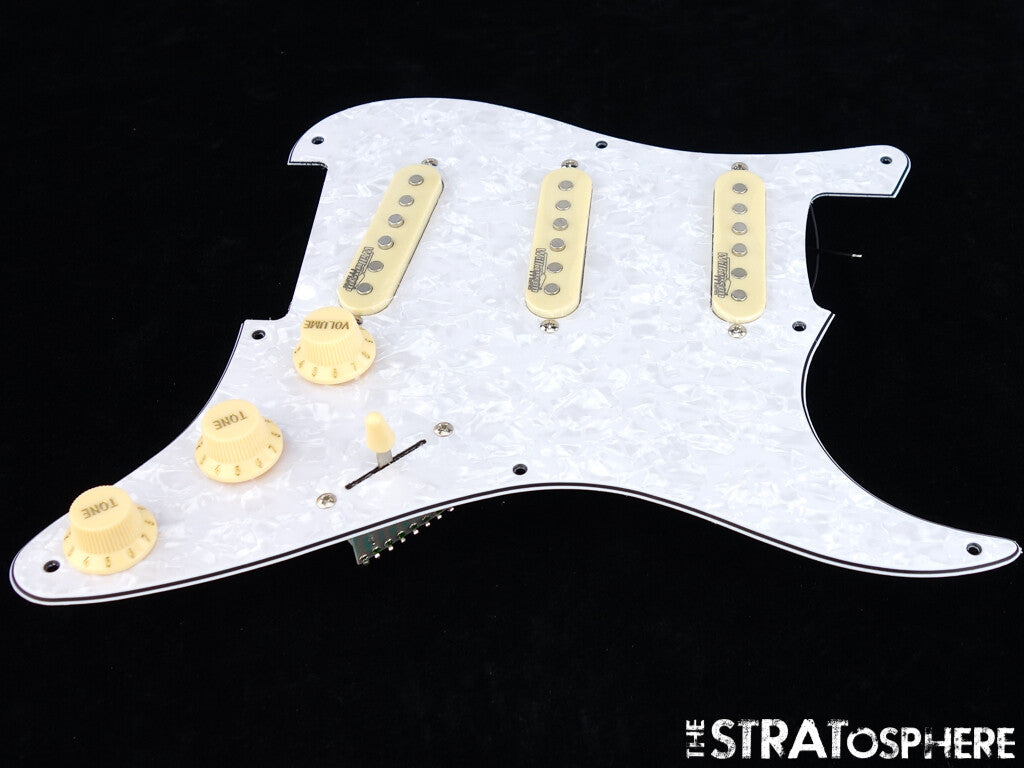 *NEW Wilkinson WOVS LOADED PICKGUARD for Fender Strat White Pearloid 3Ply 8 Hole