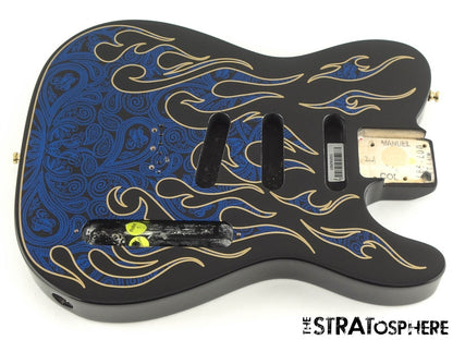 USA Fender James Burton Telecaster Tele BODY Guitar Blue Paisley Flame