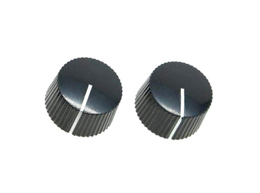 *NEW Set of 2 Amp Style Round Top Barrel KNOBS for Amps, Pedals + Guitars Black