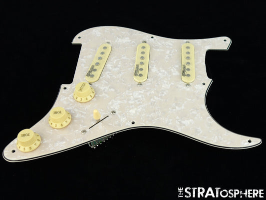 *NEW Wilkinson WOVS LOADED PICKGUARD for Fender Strat Aged Pearloid 3Ply 8 Hole