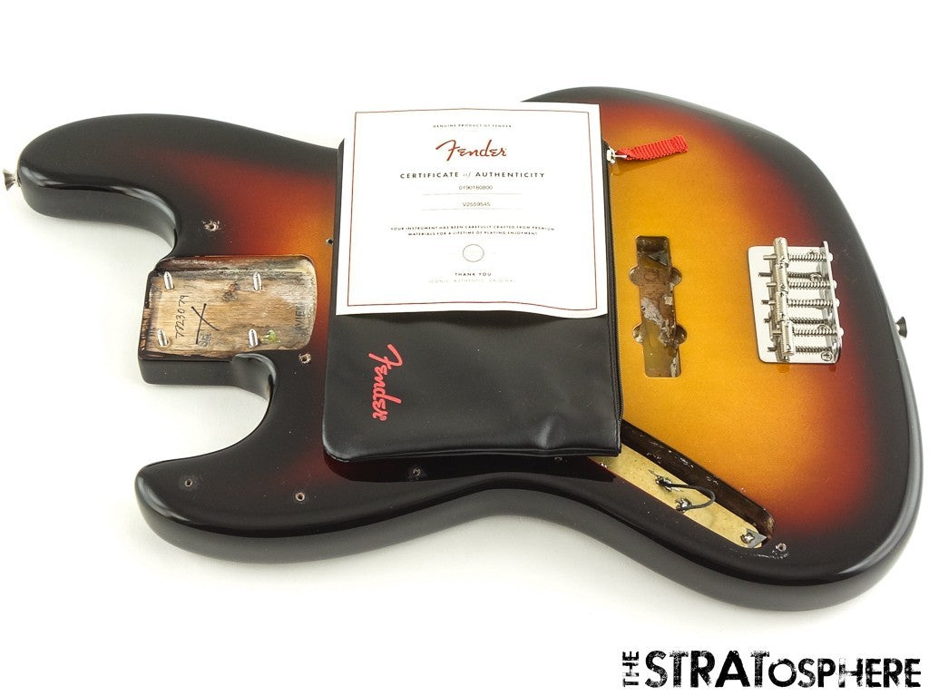 LEFTY Fender AV II American Vintage 1966 Jazz J BASS BODY + HARDWARE 3TS