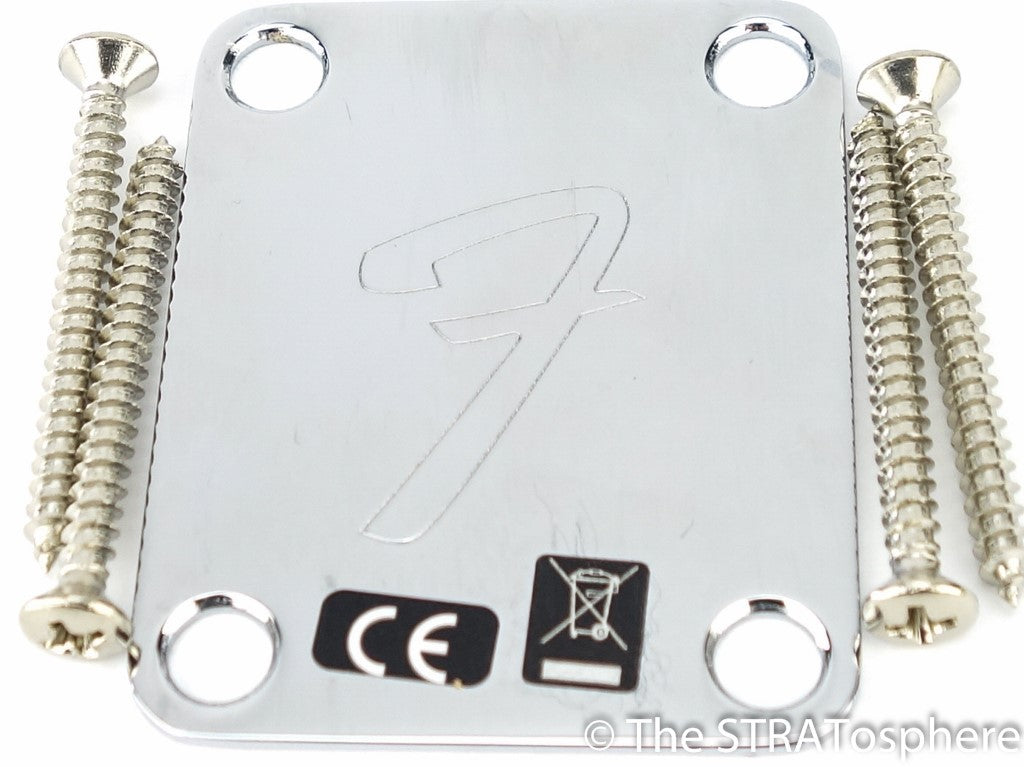Fender Chris Shiflett Telecaster Tele, ''F'' NECK PLATE, Guitar, Chrome, Logo.