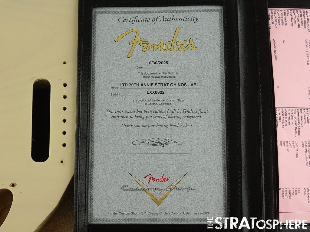 Fender Custom Shop 70th Annie Stratocaster NOS BODY Strat Vintage Blonde