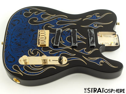 USA Fender James Burton Telecaster Tele, LOADED BODY, Gold Hardware Blue Paisley