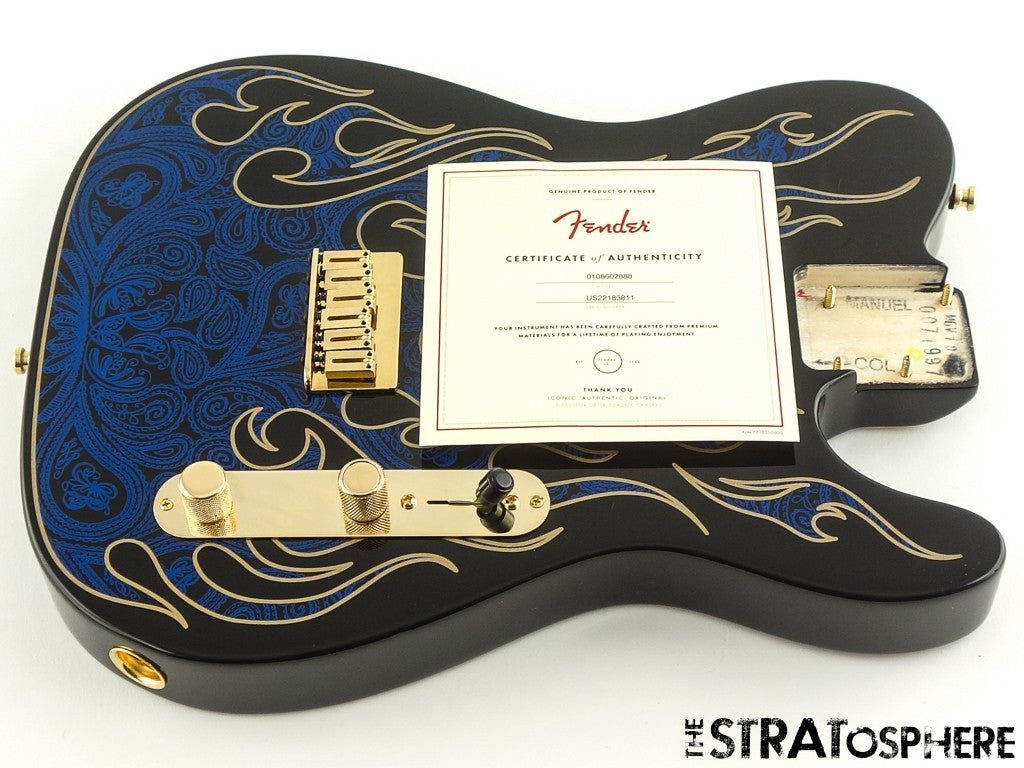 USA Fender James Burton Telecaster Tele, LOADED BODY, Gold Hardware Blue Paisley