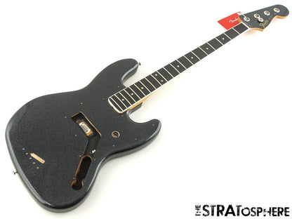 Fender Ltd. Gold Foil Jazz J Bass BODY + NECK Alder Ebony Black Sparkle