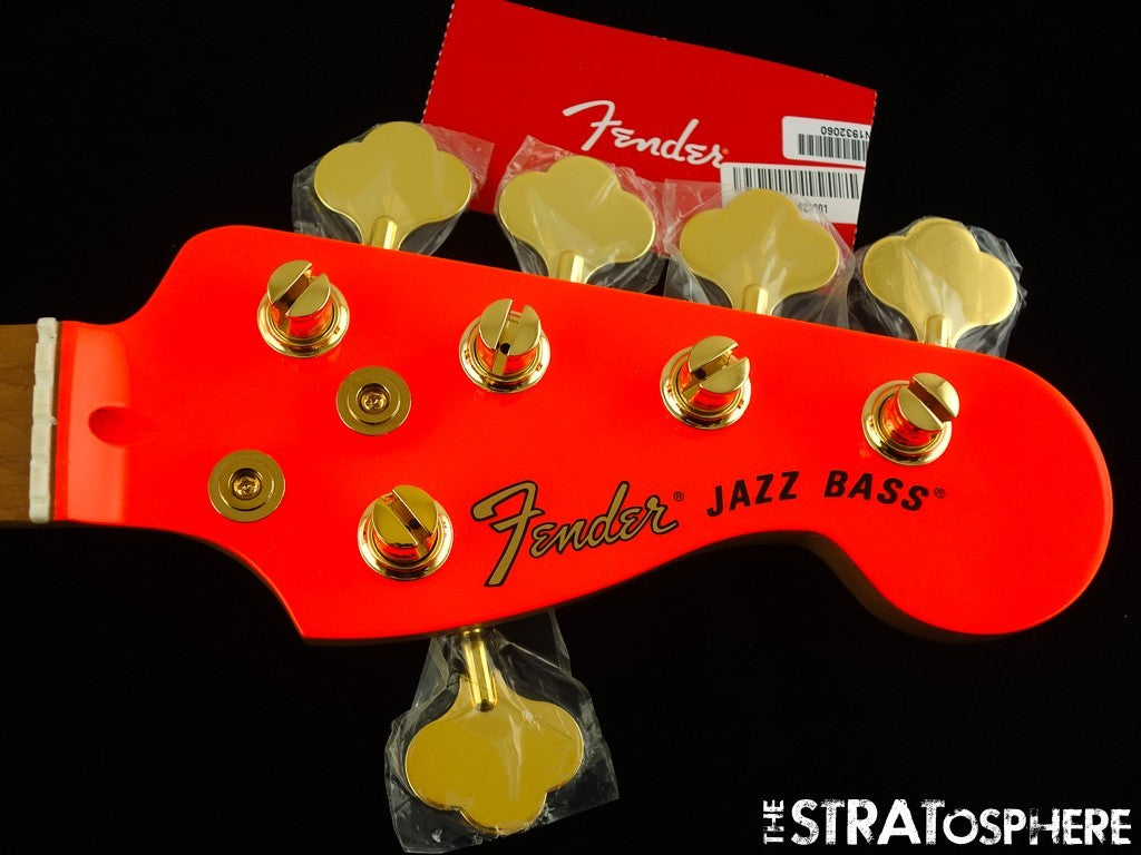 Fender MonoNeon Jazz J BASS V 5 String NECK + 5 GOLD TUNERS Roasted Maple