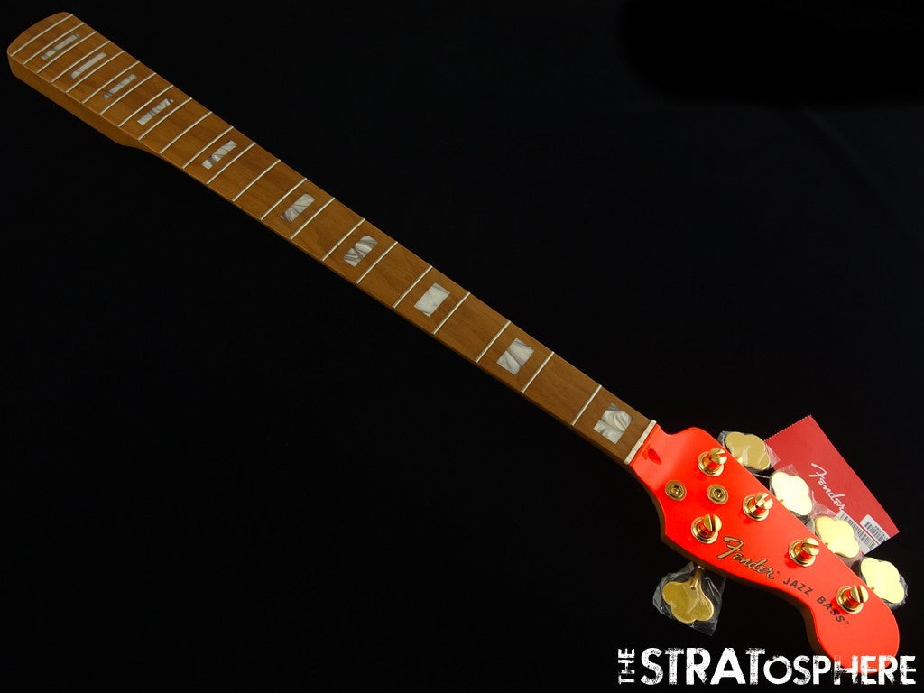 Fender MonoNeon Jazz J BASS V 5 String NECK + 5 GOLD TUNERS Roasted Maple