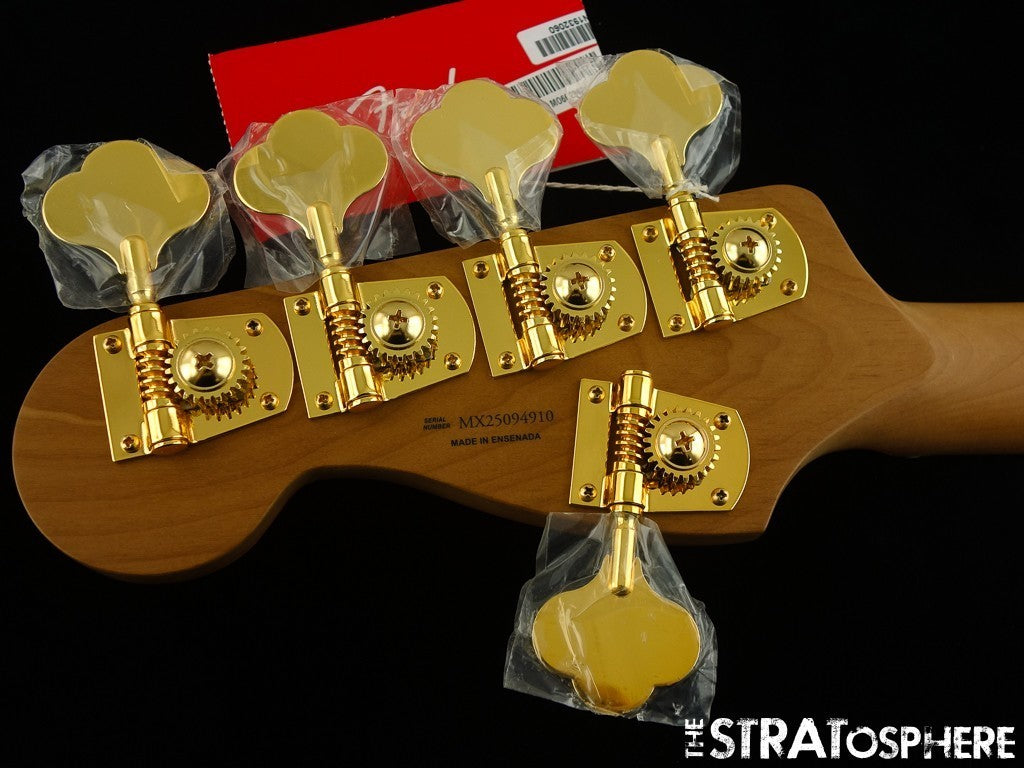 Fender MonoNeon Jazz J BASS V 5 String NECK + 5 GOLD TUNERS Roasted Maple