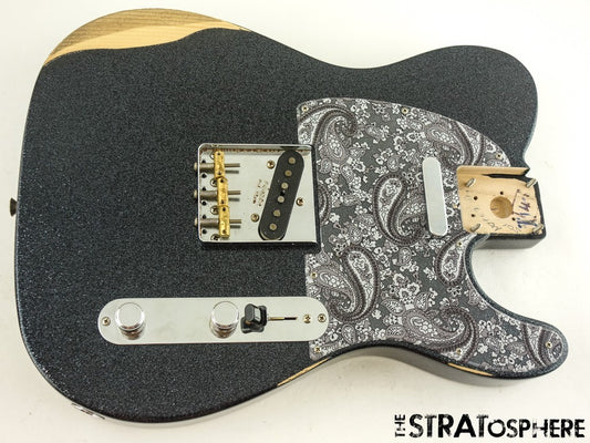 Fender Brad Paisley Road Worn Tele, LOADED BODY Telecaster, Black Sparkle.