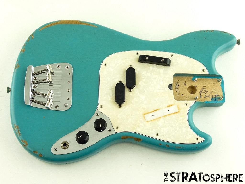 Fender JMJ Road Worn Mustang Bass LOADED BODY Duncan Nitro Faded Daphne Blue