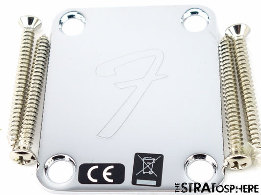 Fender Player II Mustang PJ Bass Chrome ''F'' Logo, NECK PLATE & Bolt!