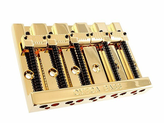 MINT Omega Badass Bass Style 5 String BRIDGE for Fender GROOVED Gold BB-3361-002