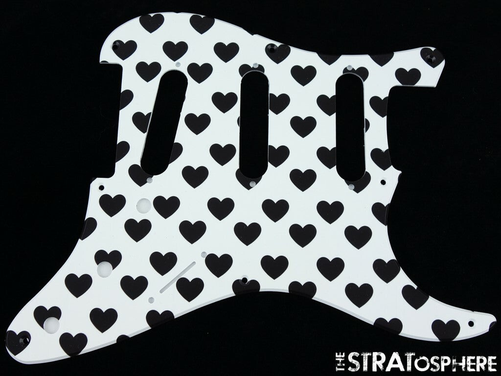 * NEW Stratocaster PICKGUARD for Fender Vintage Strat 8 Hole Hearts Print