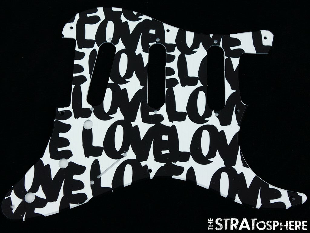 * NEW Stratocaster PICKGUARD for Fender Vintage Strat 8 Hole ''Love'' Print