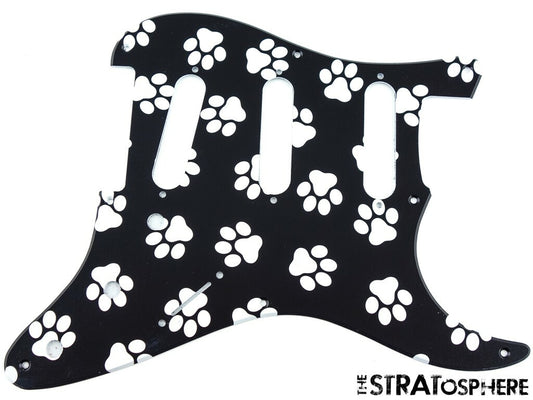 * NEW Stratocaster PICKGUARD for Fender Vintage Strat 8 Hole Paws Print