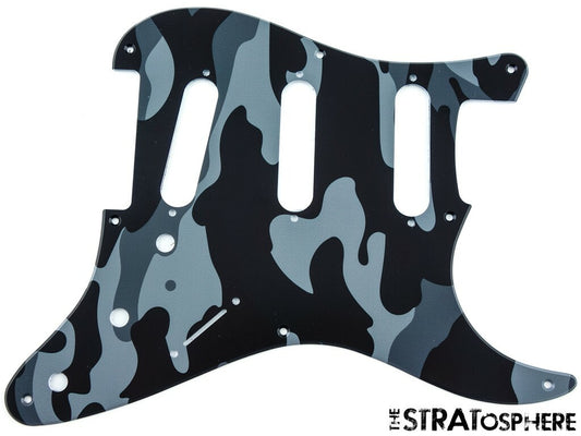 * NEW Stratocaster PICKGUARD for Fender Vintage Strat 8 Hole Black Camo Print