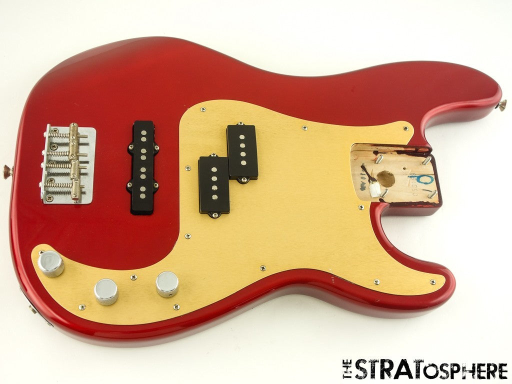 USED Fender Precision BASS Special LOADED BODY P/J Pickups P Bass Alder Red