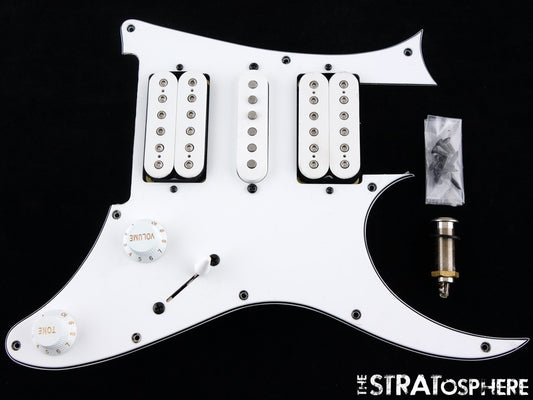 Ibanez JEMJR Steve Vai HSH LOADED PICKGUARD Quantum White, Guitar Alnico.