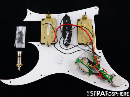 Ibanez JEMJR Steve Vai HSH LOADED PICKGUARD, Quantum White, Guitar Alnico