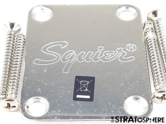 Fender Squier Classic Vibe 60s Jazzmaster NECK PLATE + Bolts, Parts, Nickel.