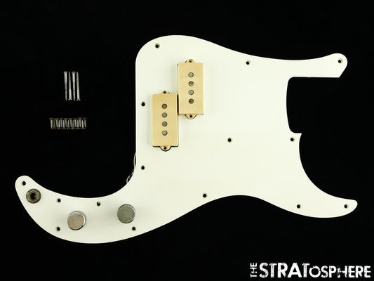USED MIJ Fender P Bass LOADED PICKGUARD Precision Bass Parchment