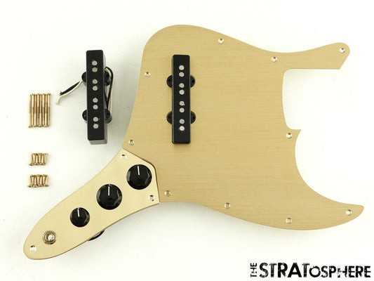 USED Fender Squier 40th Jazz J Bass Vintage LOADED PICKGUARD, Gold Anodized