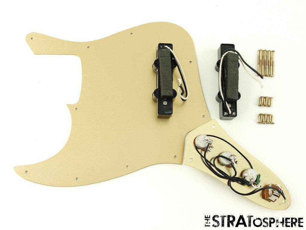 USED Fender Squier 40th Jazz J Bass Vintage LOADED PICKGUARD, Gold Anodized